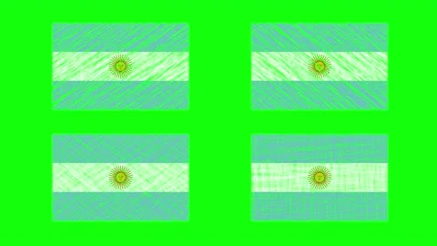 Argentina Scribble Animation on Green Screen Background. Looping seamless Stock Footage 225443837
