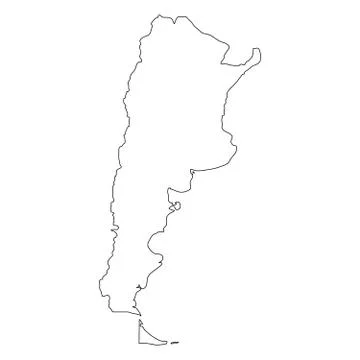 Argentina - solid black outline border map of country area. Simple flat vector Stock Illustration