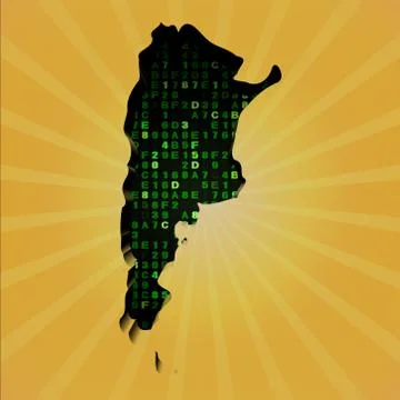Argentina sunburst map with hex code illustration Stock Illustration