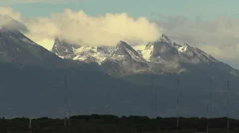 Argentina Ushuaia cloud between mountain peaks Stock Footage 11058607