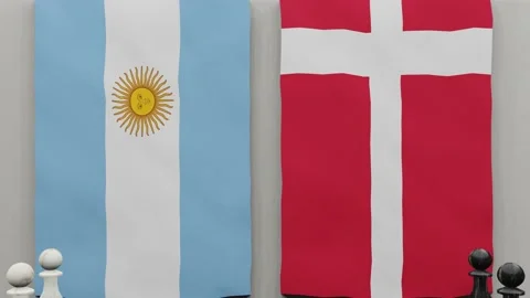Argentina vs Denmark at the chess board. Video stock 203897204