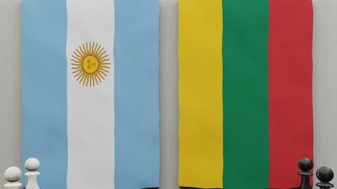 Argentina vs Lithuania at the chess board. Stock Footage 203897265