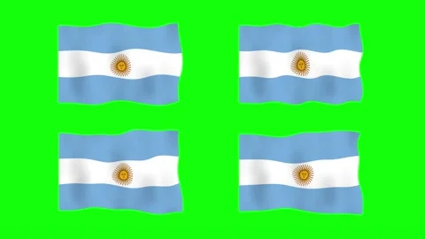 Argentina Waving Flag 2D Animation on Green Screen Background. Looping seam.. Stock Footage 227316888