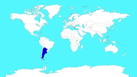Argentina in world map animation.Silhouette map of Argentina Video stock 309374464