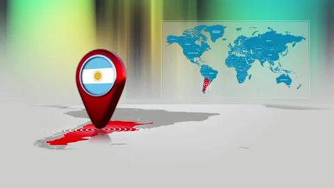 Argentina World Map Pin Location Background Loop 4k Stock Footage 341771559
