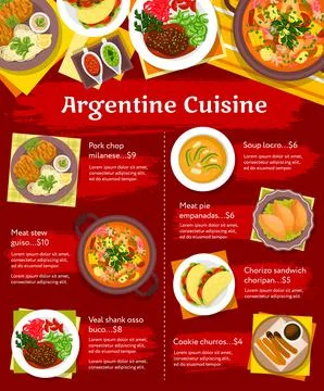 Argentine cuisine restaurant menu vector template Stock Illustration