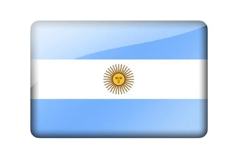The Argentine flag. Rectangular glossy icon. Isolated on white background Stock Illustration