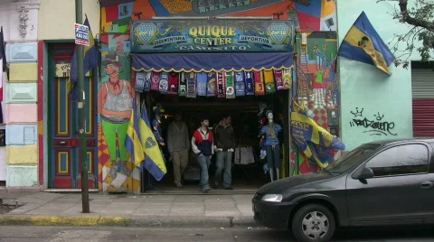 Argentine soccer shop, 3 clips Stock Footage
