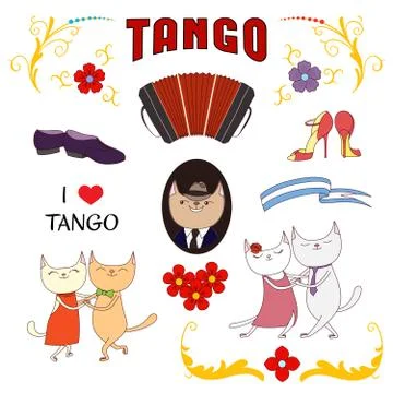 Argentine tango design elements Stock Illustration