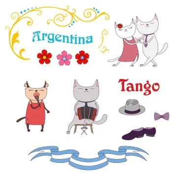 Argentine tango design elements Ilustración de archivo
