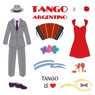 Argentine tango design elements Stock Illustration