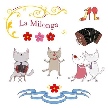 Argentine tango design elements Stock Illustration