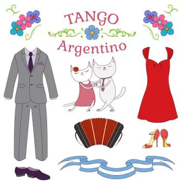 Argentine tango design elements 스톡 일러스트