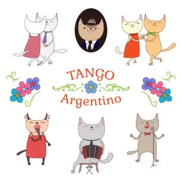 Argentine tango design elements Illustrazione stock