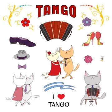 Argentine tango design elements Illustrazione stock