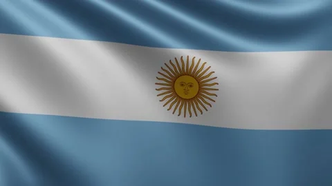 Argentinean flag fluttering in the wind closeup, the national flag of Argentina Stock Footage 218989898