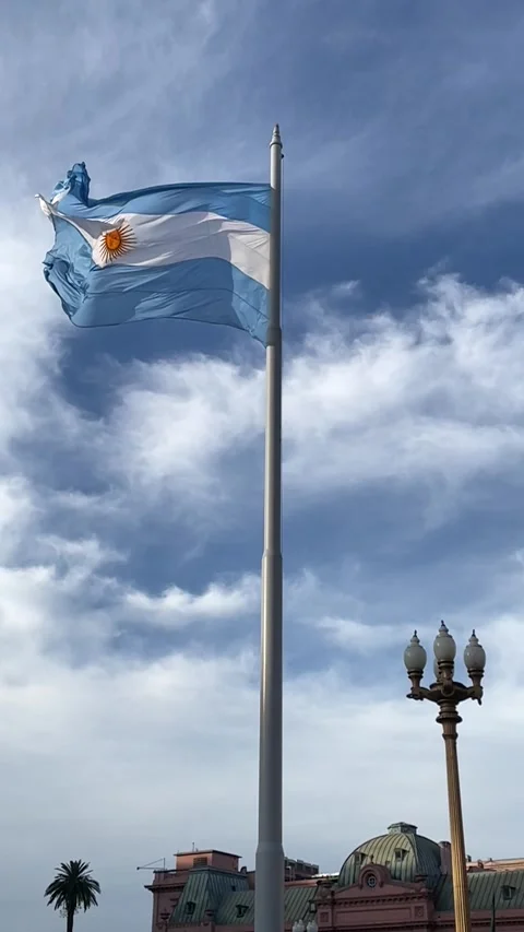Argentinean flag waving Видео 296449323