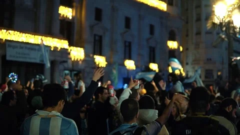 Argentines Celebrating Their Third Soccer World Cup On The Street Drinking Beer Stock Footage 227003748