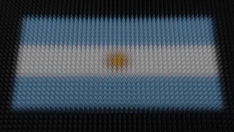 Argentinian Flag Light Shining on Scrolling Bullets Stock Footage 257801451