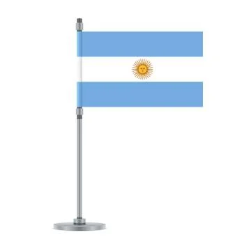 Argentinian flag on the metallic pole, vector illustration Stock Illustration