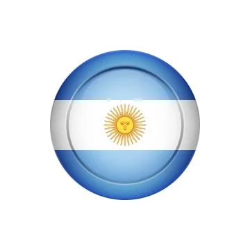 Argentinian flag on the round button, vector illustration Stock Illustration
