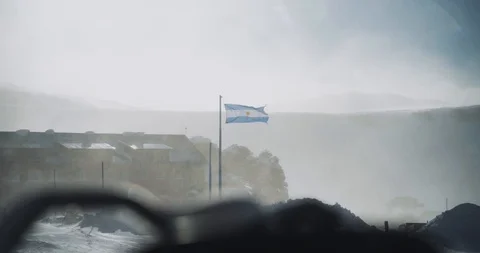 Argentinian Flag In The Snow Stock Footage 127229013