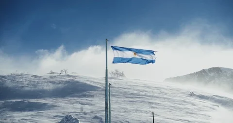 Argentinian Flag In The Snow Stock Footage 127231446