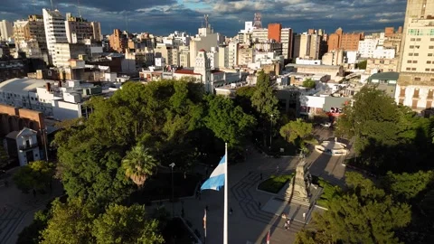 Argentinian flag waving over plaza san martin in cordoba Stock-Footage 333843477