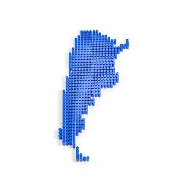 Argentinian map with blue columns isolated on white background. 3d illustrati Stock Illustration