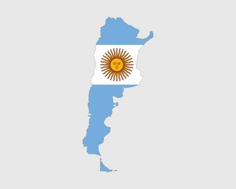 Argentinian Map Flag. Map of Argentina with the country flag of Argentina. Stock Illustration