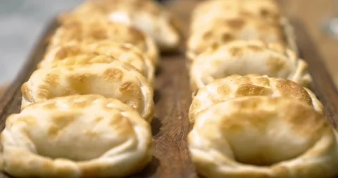 Argentinian Meat Cake (Empanada) With Fill of Meat or Cheese Patty argentinian Stock Footage 150847571