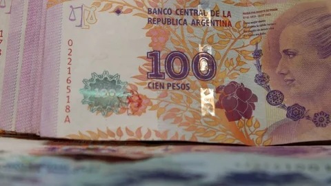 Argentinian Peso Bills Video stock 69731210