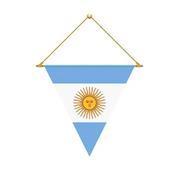 Argentinian triangle flag hanging, vector illustration Stock Illustration