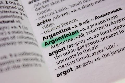 Argentinian word or phrase in a dictionary. Stock Photos