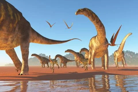 Argentinosaurus herd Illustrazione stock