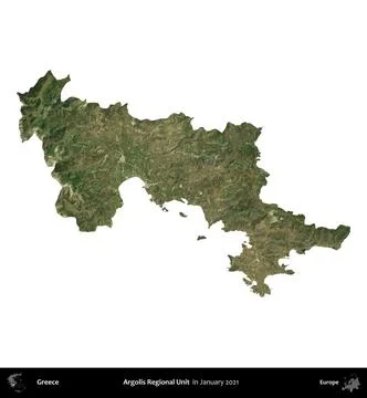 Argolis Regional Unit, Greece, isolated on white. Sentinel - World Cover Mosaic. Stock Illustration