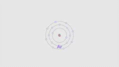 Argon Ar Bohr Atom Model Clean No Text Animation Video Overlay Alpha 4K Stockbeeldmateriaal 339371343