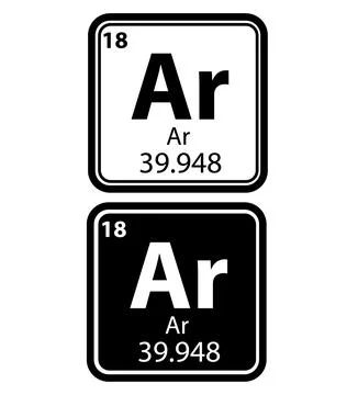 Argon chemical element periodic table icon. Argon chemical element with 18 .. Stock Illustration