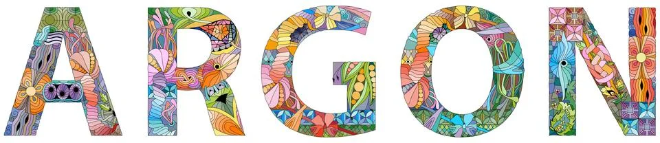 Argon is a chemical element. Vector zentangle object for decoration Stock Illustration
