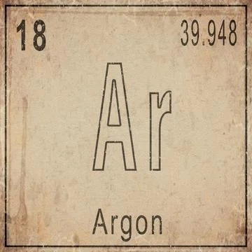 Argon Element Card from Periodic Table on Vintage Old Paper Stock Illustration