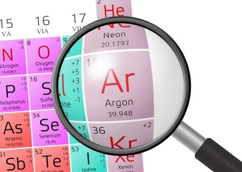 Argon from Periodic Table of the Elements with magnifying glass イラスト素材