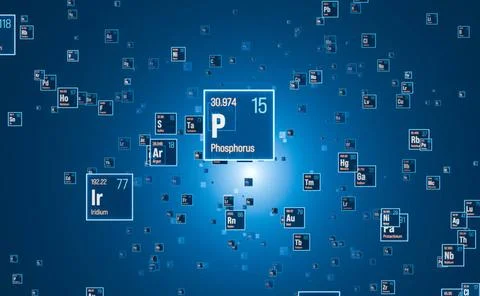  Argon, phosphorus, iridium, periodic table of the elements. Argon, phosph... Stock Photos