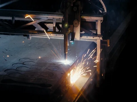 ARGON WELDING. A blacksmith or welder, with his welder, welding steel and iron Stock Footage 77935902
