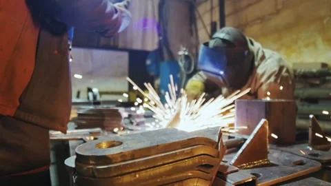 Argon welding. The welder is working. Видео 153752645