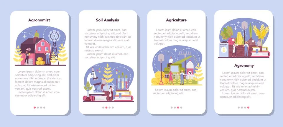 Argonomist mobile application banner set. Scientist making Illustration