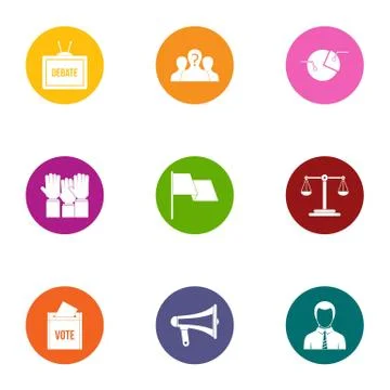 Argue icons set, flat style Ilustração Stock