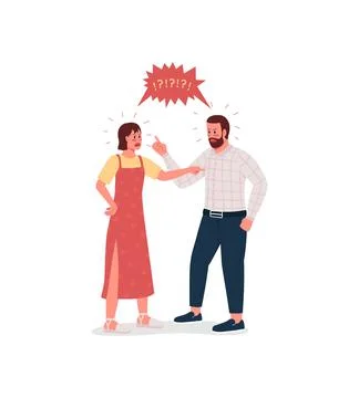 Arguing couple flat color vector detailed characters Stock Illustration