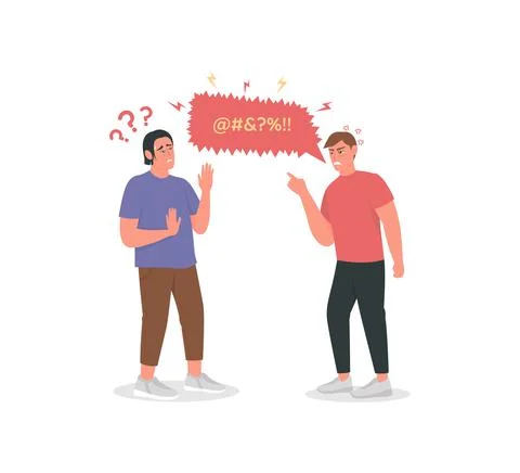 Arguing men flat color vector detailed character Stock Illustration