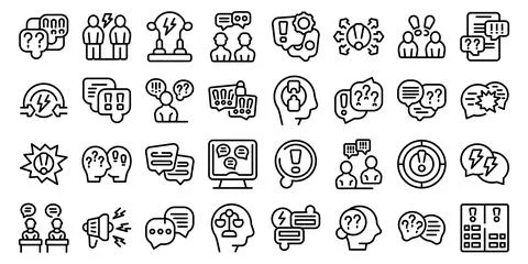 Argument icons set outline vector. Scream angry Stock Illustration