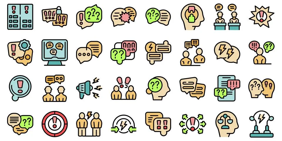 Argument icons set vector flat 스톡 일러스트